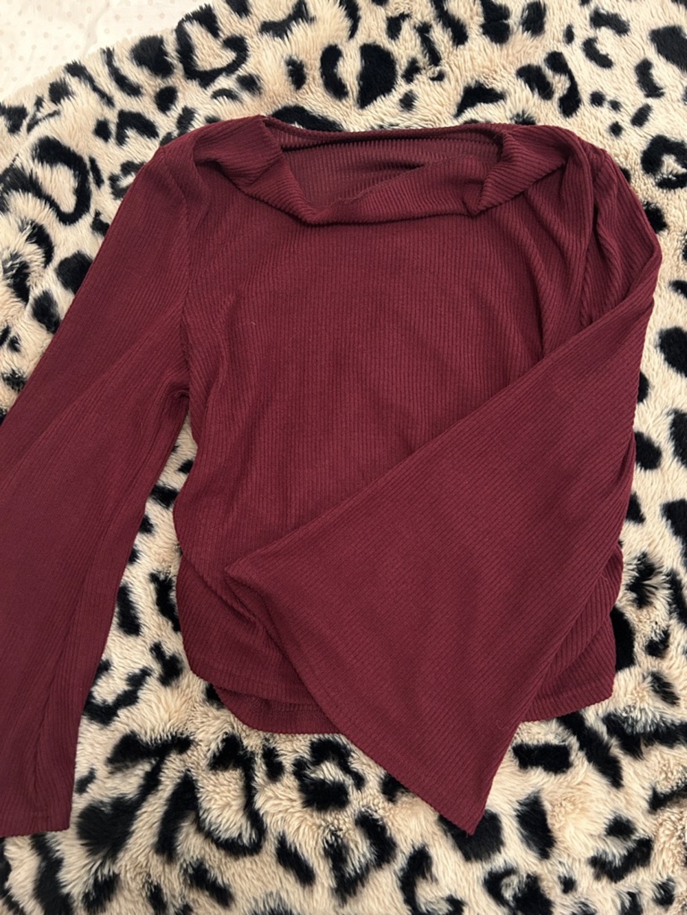 Wine red bell sleeve top